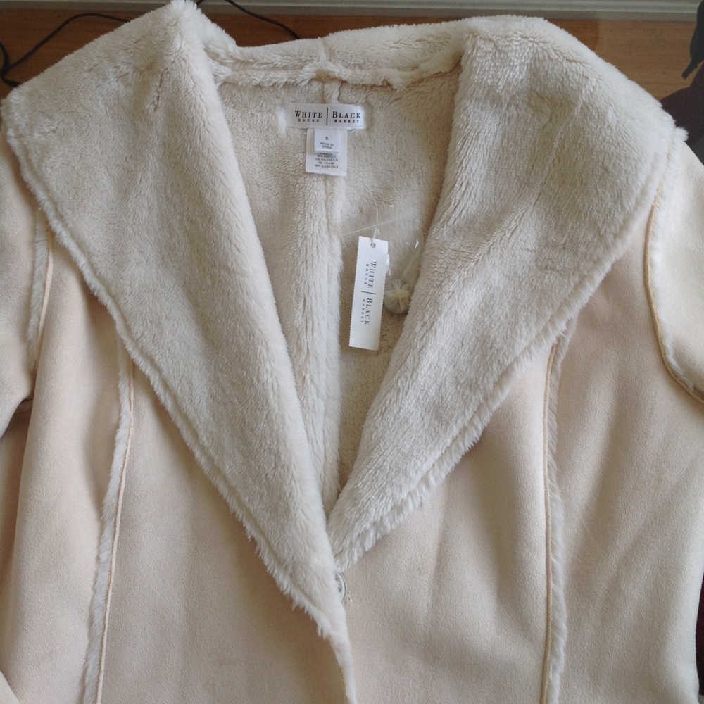 WHBM Cream Shearling & Suede Jacket Sz S
